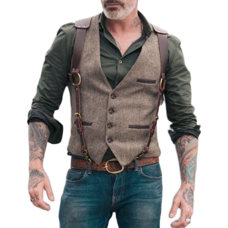 Mens Dress Vests Men's Vest Casual Jacket Business Waistcoat Waistcoat Stitching Suit Slim-Fitting Men's Clothing