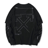 Off White Sweatshirt Arrow Long Sleeve Plus Size Men's Clothing Owt Casual Fashionable