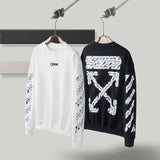 off white Sweatshirt Unisex OW Warning Line Arrow Pullover Sweater Sweatshirts Owt