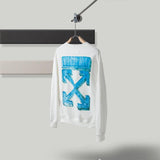Off White Pullover Hoodie Sweatshirts Winter Arrow Print Round Neck Long Sleeve Sweater Owt