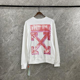 off white Sweatshirt Autumn Sweatshirt Owt Winter Large Size Bar Arrow Print Crew Neck Pullover