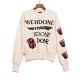 We11done Hoodie Autumn and Winter Printing Fleece-Lined Crew Neck Sweater