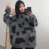 Men Dalmatian Coat Cow plus Velvet Thickened Hooded Sweatshirt Loose