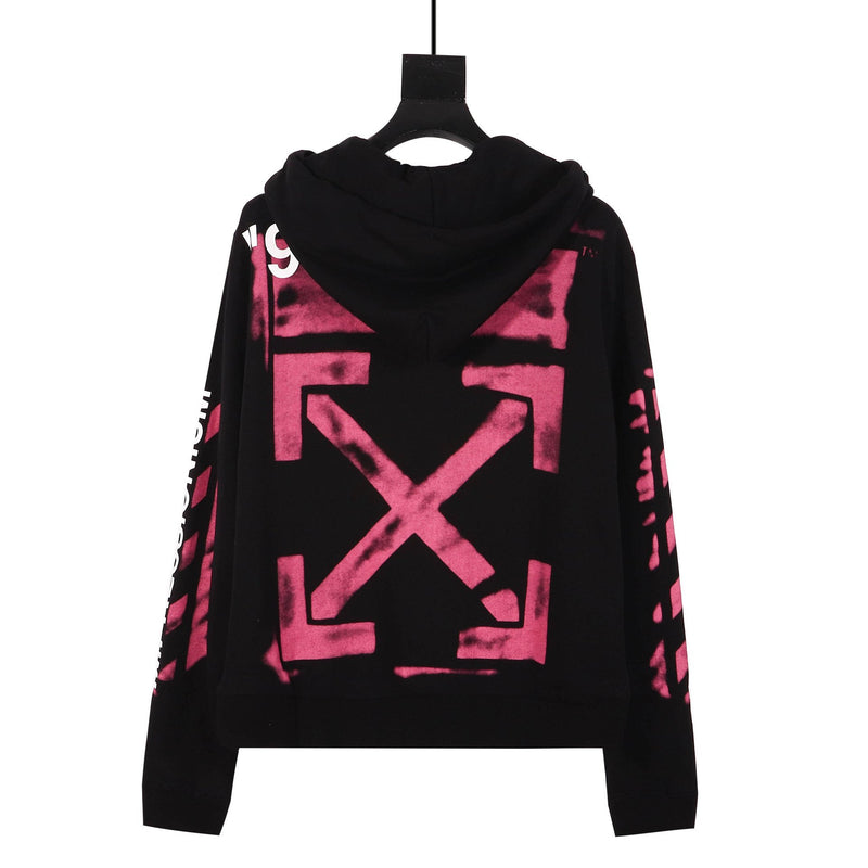 Off White Hoodie Ow Graffiti Arrow Zipper Hooded Jacket for Unisex Owt