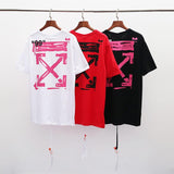 Off White T Shirt Graffiti Arrow Short Sleeve Tshirt Large Size Loose Casual Fashionable   Owt