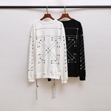 off white Sweatshirt Men's and Women's Round Neck Casual Fashionable Owt Hoodie Large Size