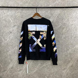 off white Sweatshirt Oil Painting Arrow Round Neck Sweater Male and Female Large Size Sweatshirts Owt Casual