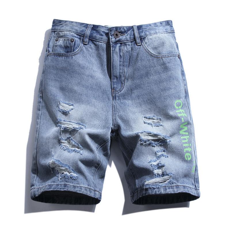 Off White Denim Shorts Student Fashion Plus Size Retro Shorts Owt Sports