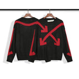 Off White Sweater Ow Arrow Round Neck Knitted Sweater Large Size Retro Sports Men's Clothing Owt