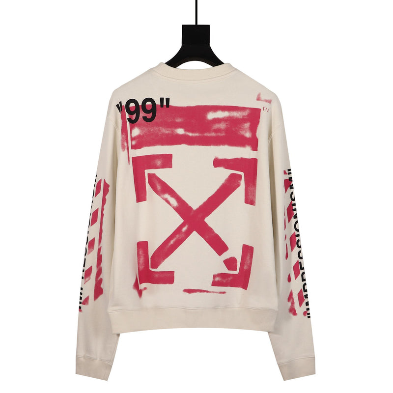 off white Sweatshirt Pink roundCollar Sweatshirt plus Size Men's Clothing Owt Casual Top