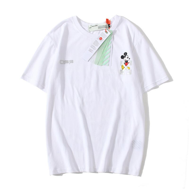 Off White T Shirt Printed Arrow Short Sleeve Men's Striped Mickey Mouse Casual Women Tshirt Owt