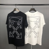 Off White T Shirt Ow Summer  Women's Line Printed ShortSleeved Tshirt Owt