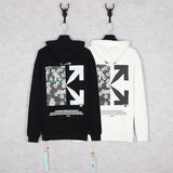 Off White Hoodie Ow Autumn Winter Loose Stitching Arrow Hooded Sweater Unisex Couple Long Sleeve Owt