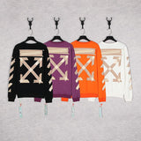 off white Sweatshirt Graffiti Printing Crew Neck Casual Sweater Plus Size Sports Owt Retro