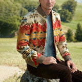 John Dutton Jacket Vintage Woolen Men's Jacket Casual Loose Men's Printed Jacket