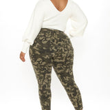 Women Plus Size Pants Fashion Camouflage Ripped Jeans