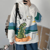 Dinosaur Sweaters Dinosaur Print Loose Fleece Hoodie