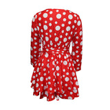 Women Bohemian Dress V-Collar Polka Dot Dress