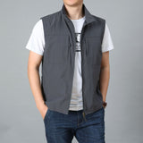 Mens Golf Vest Sports Slim Jacket Men's Sport Leisure Vest Outdoor Sports Multi-Pocket Vest Spring and Autumn Breathable