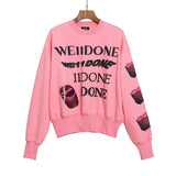 We11done Hoodie Autumn and Winter Printing Fleece-Lined Crew Neck Sweater