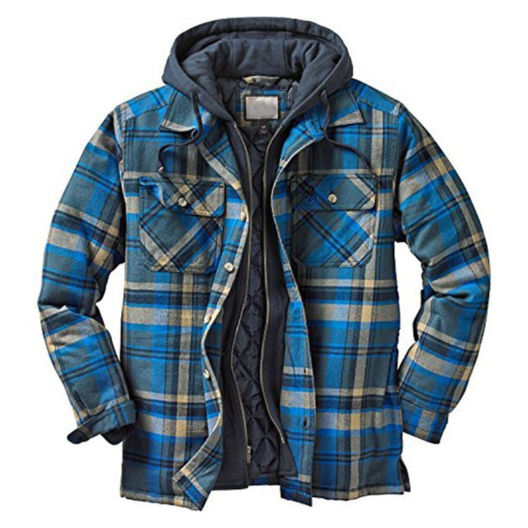 Bane Coat Cotton-Padded Plaid Long Sleeve Hooded