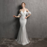 Sequin Evening Dress Tassel Sequin Fishtail Evening Party Dress for Women