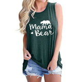 Boy Mama T Shirts Women's Vest Mama Bear Letter Print Crew Neck Casual Sleeveless T-shirt