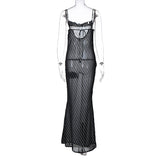 Kesha Black Dress Sexy Suspender Dress Mesh See-through Back Self-Tie Dress