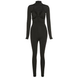 Women's Spring Clothing Sexy Cutout Lace-up Fashion Sports Jumpsuit