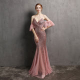 Sequin Evening Dress Tassel Sequin Fishtail Evening Party Dress for Women