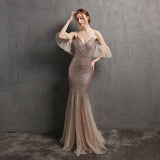 Sequin Evening Dress Tassel Sequin Fishtail Evening Party Dress for Women