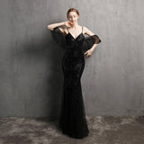Sequin Evening Dress Tassel Sequin Fishtail Evening Party Dress for Women