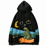 Dinosaur Sweaters Dinosaur Print Loose Fleece Hoodie