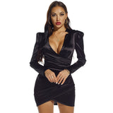 Dakota Johnson Red Mini Dress Long Sleeve V-neck Dress