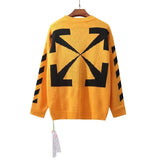 Off White Winter Sweaters Autumn and Winter Banma Line Arrow Loose Long Sleeve Knitted Men's and Women's round Neck Sweater