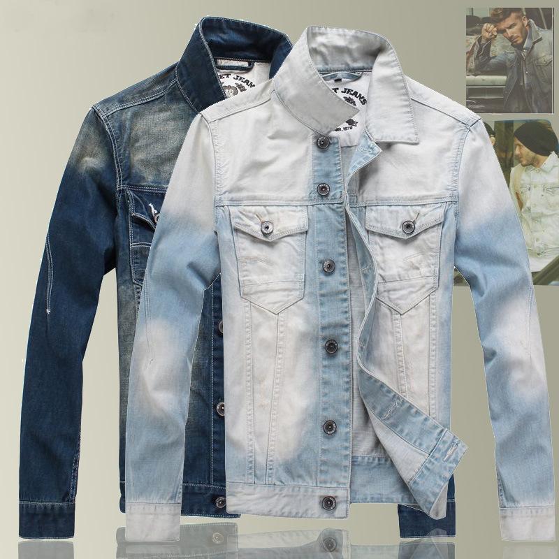 Cotton Solid Men's Denim Trucker Jacket Mens Spring Autumn Casual Slim Fit Bomber Jackets Men Jean Coat Mens Outwear Male Cowboy Men's Denim Jacket