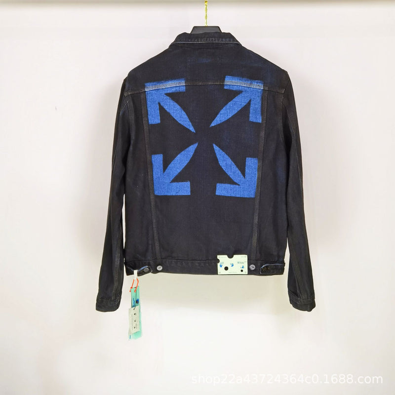 Off White Winter Coat Autumn and Winter Washed Denim Jacket Coat