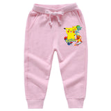 Children Pokemon Pikachu Pants Ankle-Tied Trousers Boys and Girls Cotton Casual Sports Loose