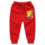 Children Pokemon Pikachu Pants Ankle-Tied Trousers Boys and Girls Cotton Casual Sports Loose