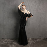 Sequin Evening Dress Tassel Sequin Fishtail Evening Party Dress for Women