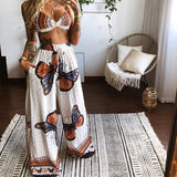 Women Pants Suit Women's Printed Sexy Tube Top Loose