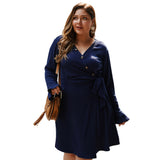 Women Plus Size MIDI Dresses V Collar Large Sexy V-neck Dress for Women