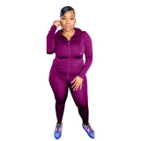 Women Plus Size Co-Ords Solid Color Knitted Fashion Casual Two-Piece Suit