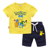 Children Pokemon Pikachu Tshirts & Shorts T-shirt Pure Cotton Short Sleeve Shorts Two Pieces Neutral
