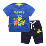 Children Pokemon Pikachu Tshirts & Shorts T-shirt Pure Cotton Short Sleeve Shorts Two Pieces Neutral