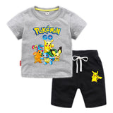 Children Pokemon Pikachu Tshirts & Shorts T-shirt Pure Cotton Short Sleeve Shorts Two Pieces Neutral
