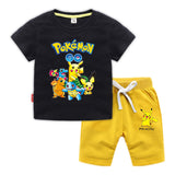 Children Pokemon Pikachu Tshirts & Shorts T-shirt Pure Cotton Short Sleeve Shorts Two Pieces Neutral
