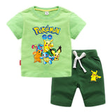 Children Pokemon Pikachu Tshirts & Shorts T-shirt Pure Cotton Short Sleeve Shorts Two Pieces Neutral