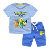 Children Pokemon Pikachu Tshirts & Shorts T-shirt Pure Cotton Short Sleeve Shorts Two Pieces Neutral
