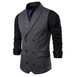 Tuxedo Vests Autumn Suit Vest Men's Vintage Stripe plus Size Sleeveless Suit Vest
